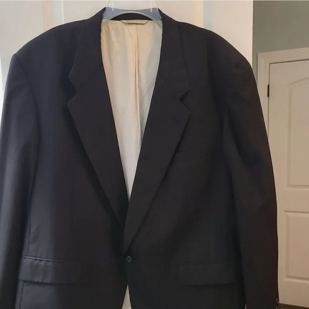 Black Wool Bill Robinson for Steven Windsor Men's Blazer Suit Jacket Sportcoat